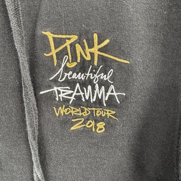 Pink Beautiful Trauma World Tour 2018 Concert Full Zip Hoodie Adult Small Black - Picture 9 of 14